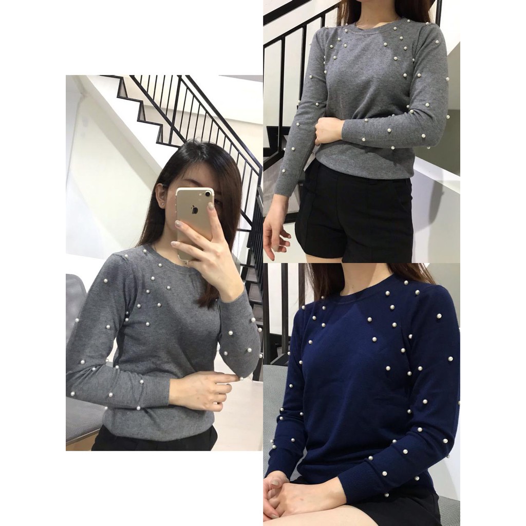 Pearl Paradise Top Knit Top Knit Outer Knit Longsleeve Outer Rajut Baju Rajut Baju Musim Dingin