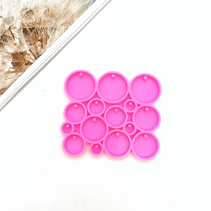 Siy Cetakan Epoxy Resin Bentuk Bulat Bahan Silikon Ukuran 5 / 3.3 / 2.3 / 1.7 / 1 Untuk Gantungan Kunci / Anting DIY