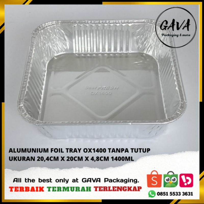 Alumunium Foil Cup Tray Ox1400 Ukuran 1400 Ml Tanpa Tutup