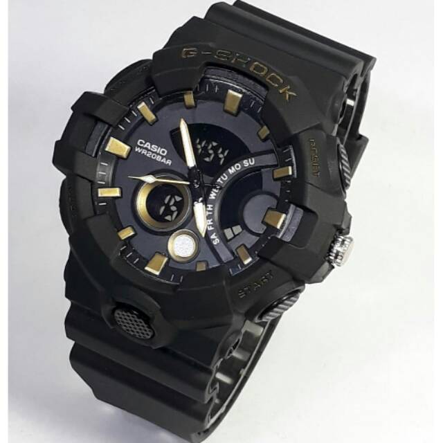 Jam tangan pria G Shock GA720 Balck list gold