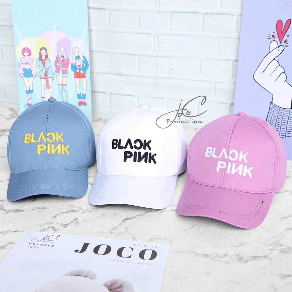 PHILEO | TOPI BASEBALL ANAK FASHION HAT TOPI MOTIF BORDIR UNISEX TOPI MOTIF BLACK PINK BORDIR-3