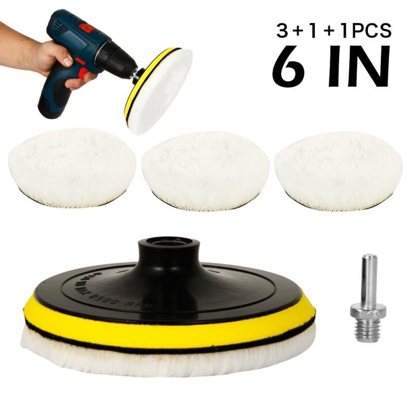 5 Pcs 6 Buffing Polishing Pads Wool Polisher Bor Roda Pel Kit Untuk Mobil Polishing Pad Wheel Kit Polisher Wool Mop