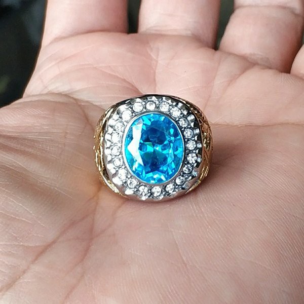 CINCIN BATU PERMATA ROYAL BLUE TOPAZ SKY MINIMALIS