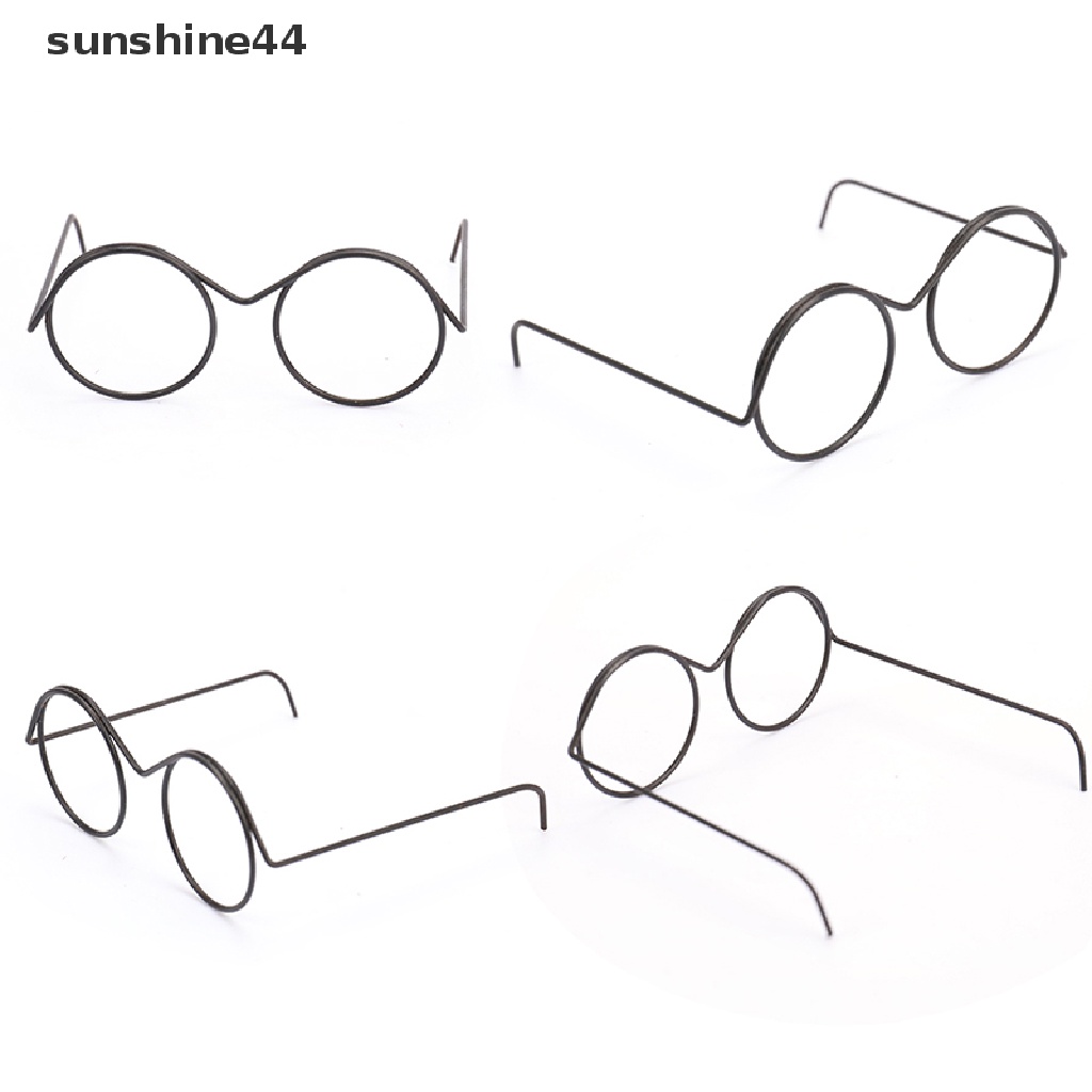 Sunshine Kacamata Frame Bulat Tanpa Lensa Gaya Retro Untuk Aksesoris Boneka