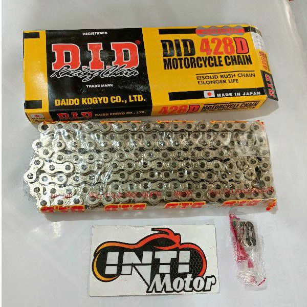 Rantai DID 428 panjang 112 128 SILVER CHROME ASLI 100% ORIGINAL 428D CHAIN DRIVE Motorcycle 428 raci