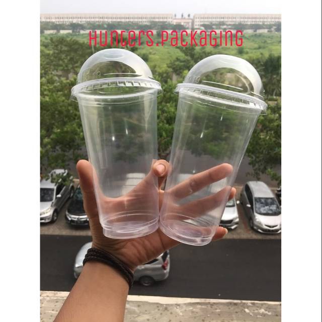 Cup gelas polycup 22oz dome - Cup gelas plastik polycup 22oz tutup dome MINIMAL ORDER KELIPATAN 100