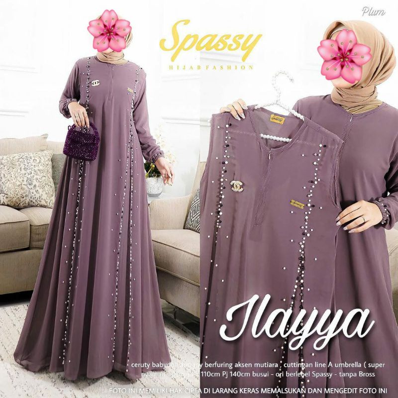 GAMIS ILAYYA SET CARDI 2IN1 MAXY DRESS CERUTY AKSEN MUTIARA