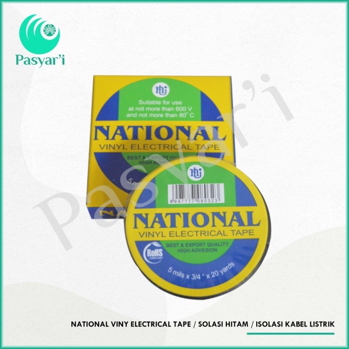 

National Viny Electrical Tape Solasi Hitam Isolasi kabel listrik