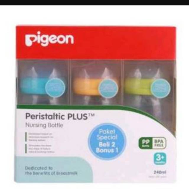 Botol Susu Bayi Pigeon 240 ml Peristaltic Plus Wide Neck