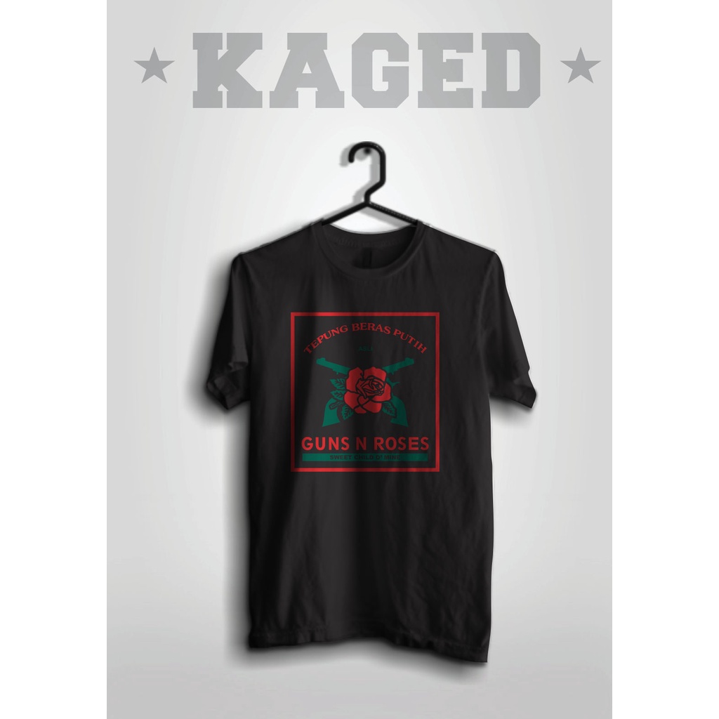 KAOS TEPUNG BERAS PUTIH KAOS GUNS N ROSES KAOS PLESETAN KAOS BAND #WARNAHITAM