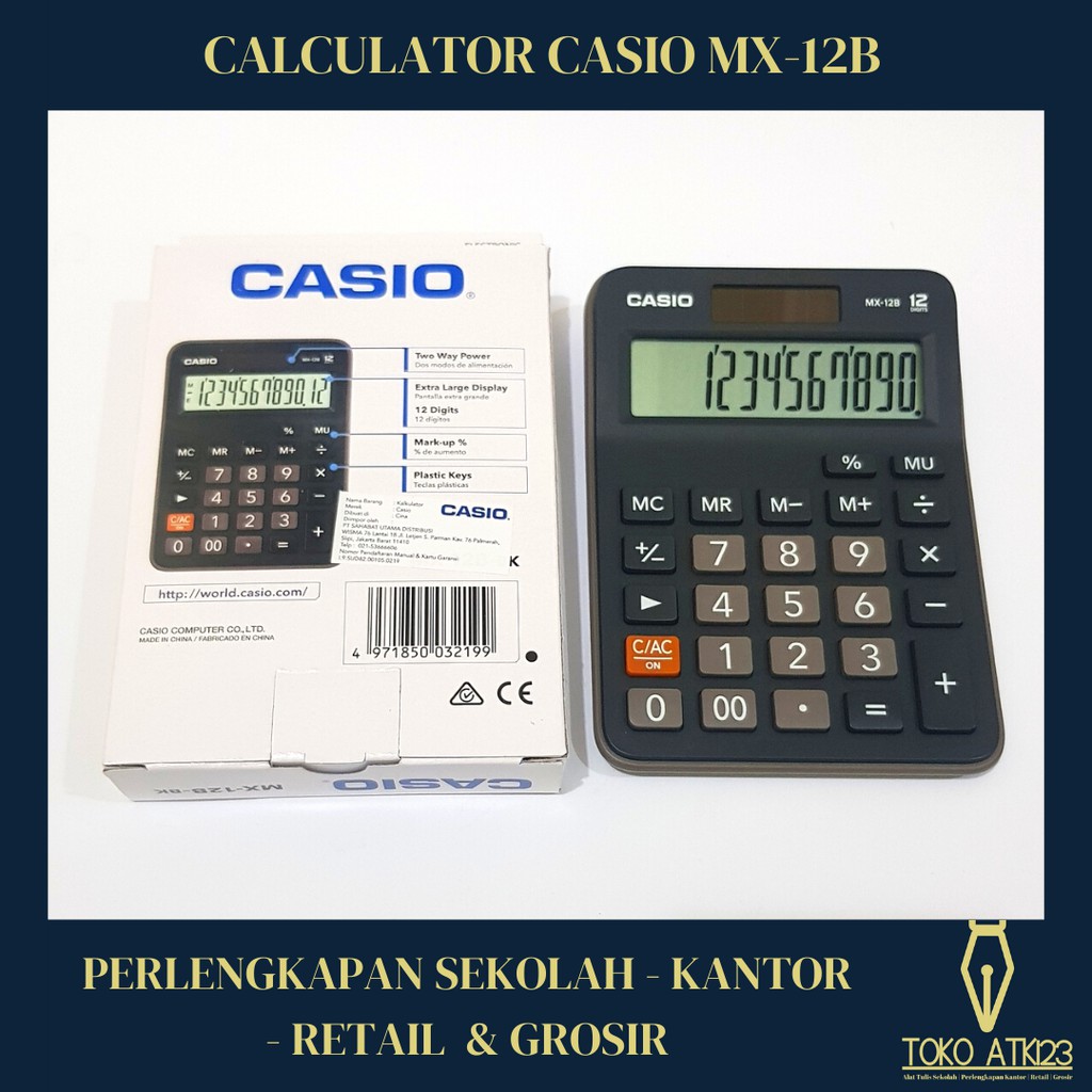 Calculator / Kalkulator Merk Casio MX-12B Extra Large Display