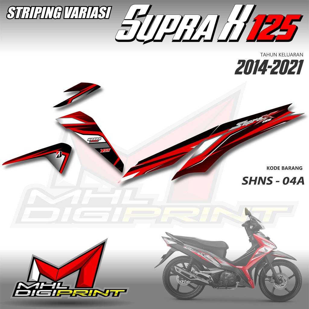 STRIPING VARIASI SUPRA X 125 - STIKER SUPRA X 125 GENERASI TERAKHIR - SHNS 04