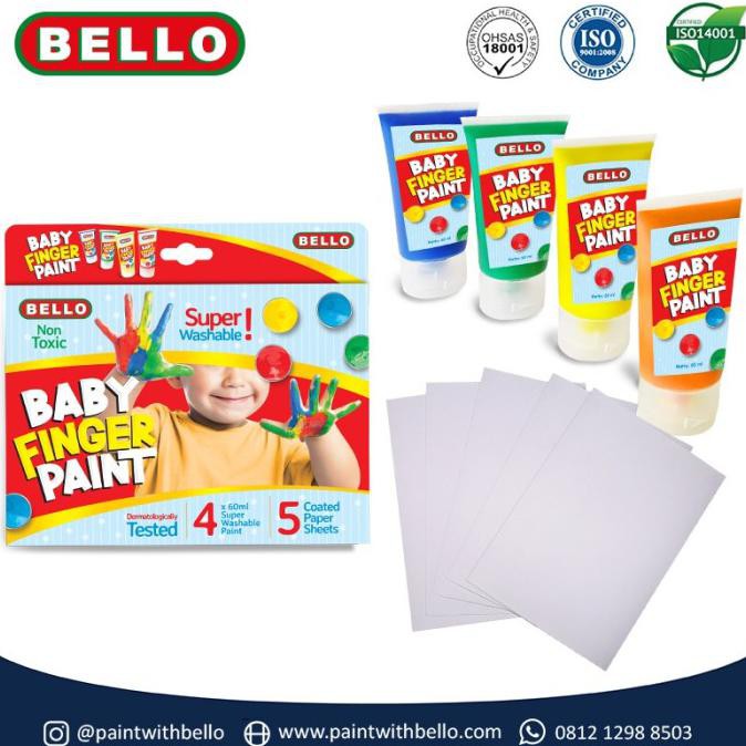 

BELLO BABY FINGER PAINT - ISI 4 Tube Washable Paint & 5 Kertas A3