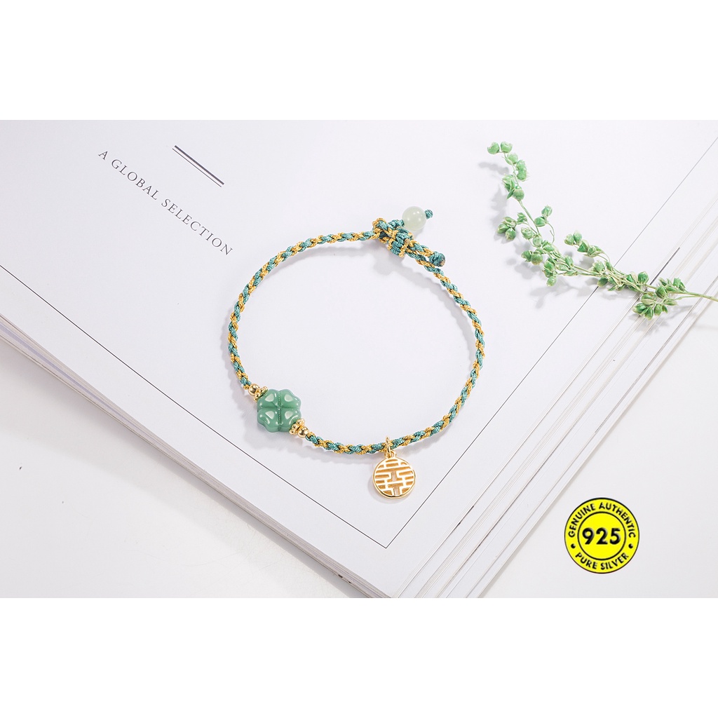 Gelang Giok Clover 18K Untuk Wanita