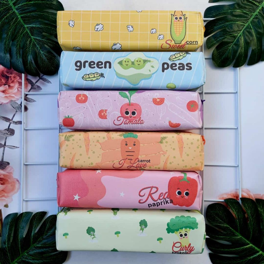 Kotak Pensil Tempat pensil Motif Snack Food and Fruit Tepak Pensil Lucu Unik