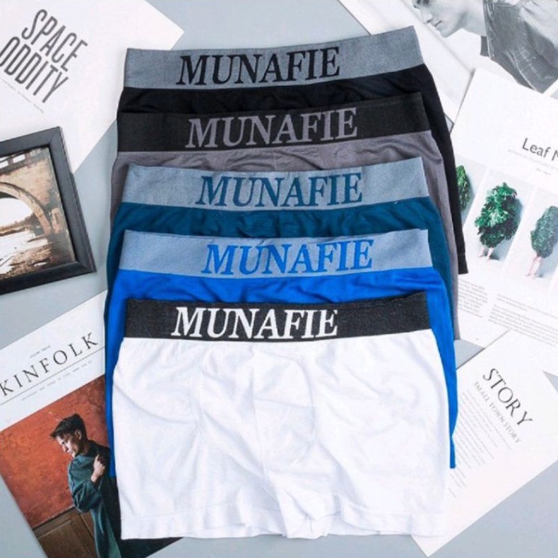 CELANA DALAM BOXER MUNAFIE Pria Men Underwear CD Import Brief Katun Sempak Kolor Warna