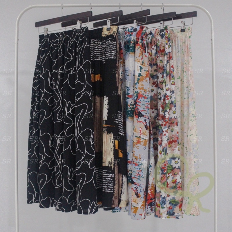 Rok Wanita Panjang Korean A Line Maxi Motif Floral Cantik Premium Ringan Dingin-6
