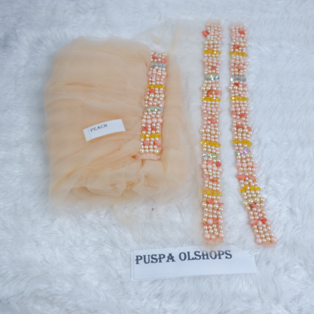 Set Veil Mutiara Susun Slayer Mutiara Susun peach-kuning