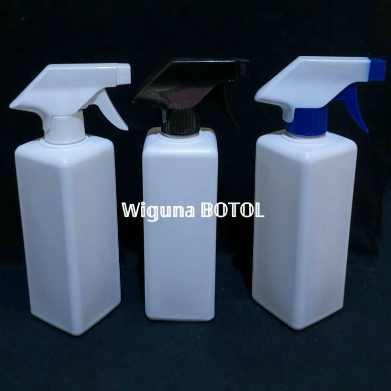 Botol Kispray 500ml HDPE kotak / Botol Spray Kispray 500ml Kotak / Botol HDPE 500ml Putih Tutup Spray Kispray