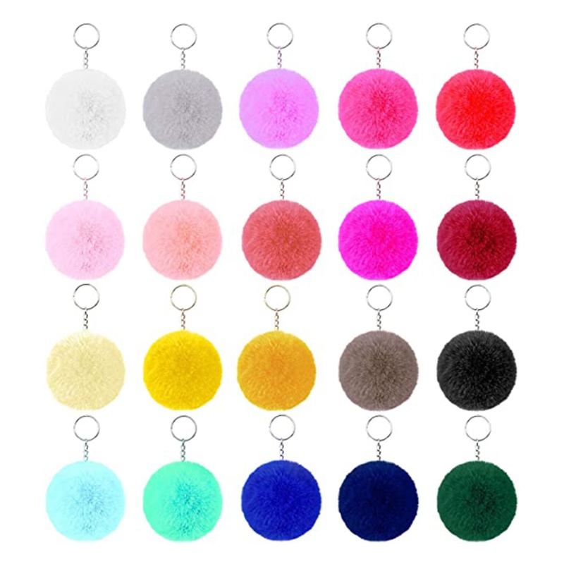 SIY  50 Pieces Faux Fur Ball Pom Pom Keychain Set for DIY Bag Charm Accessories