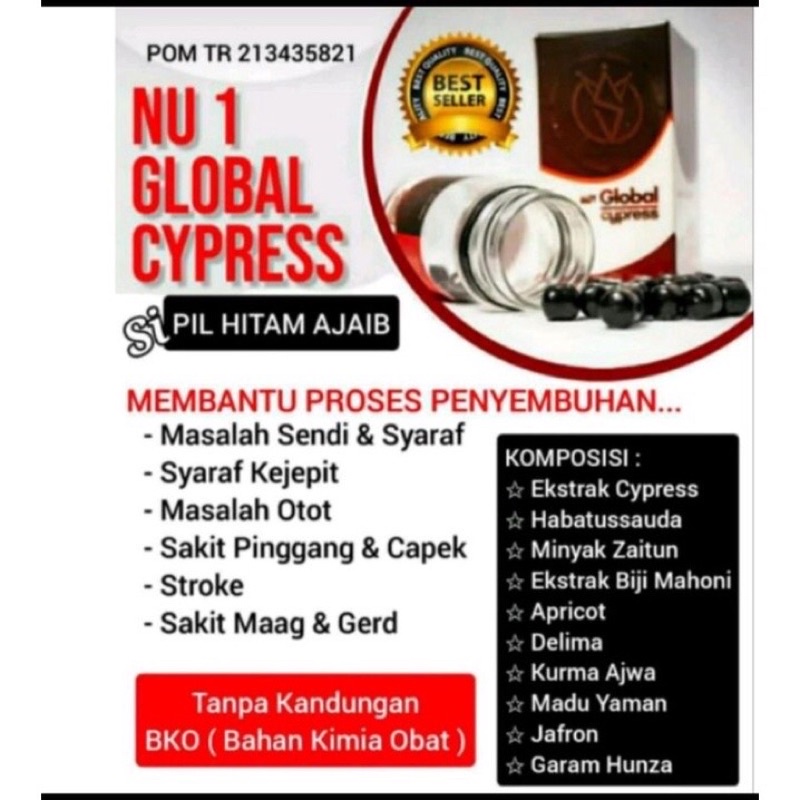 (BPOM TERLAMPIR) PIL HITAM HERBAL NU1 GLOBAL CYPRESS
