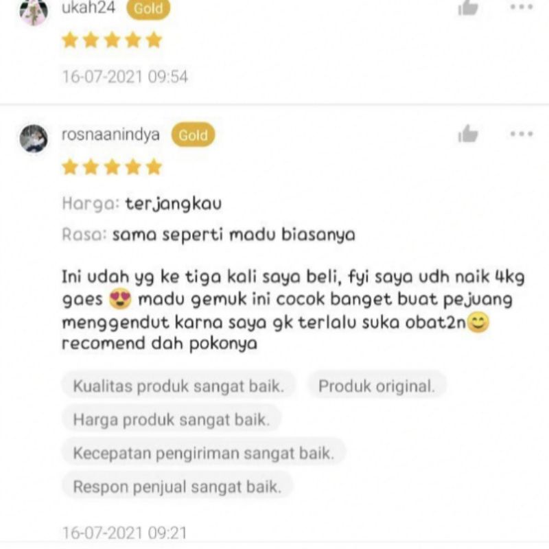 *ORIGINAL* 1 BOTOL MADU GEMUK BADAN