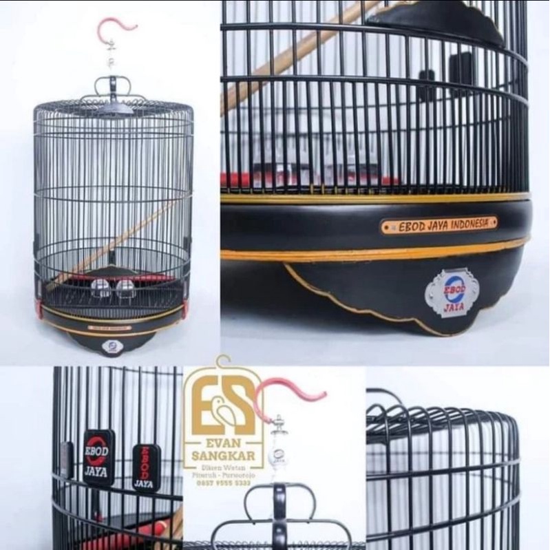 Sangkar Murai EBOD JAYA No 2 Diameter 58 FULL Set Kandang Murai Ebod Jaya hitam No2 Kandang Burung S