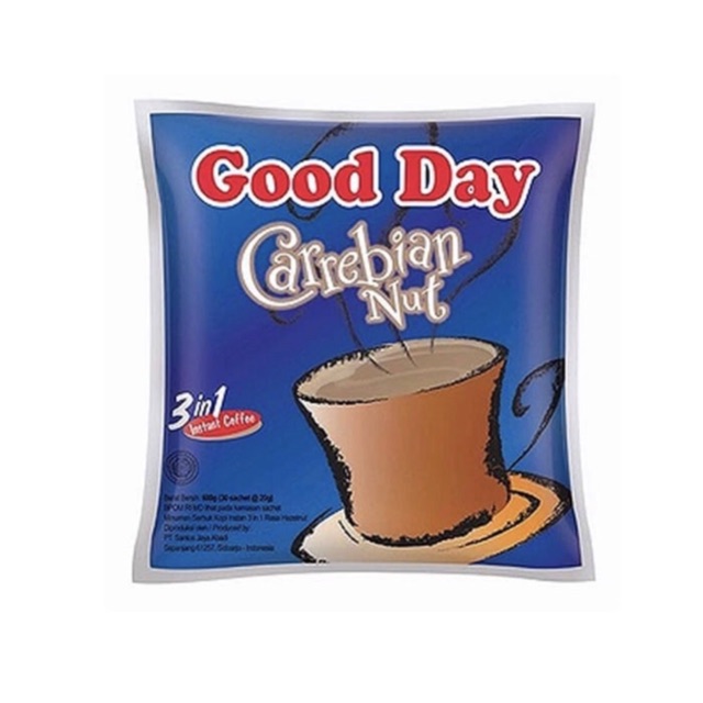 

Kopi Good Day Carrrebian Nut 1 renceng (isi 10 bungkus)