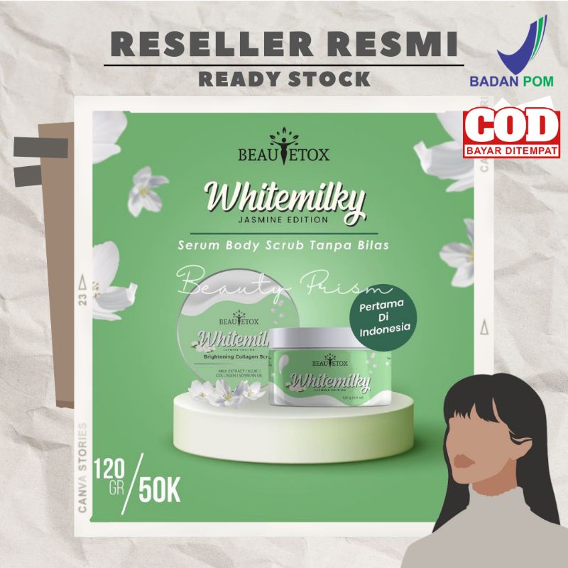 Jual BEAUTETOX WHITEMILKY x JASMINE BODY SCRUB GLUTA COLLAGEN 120GR Shopee Indonesia