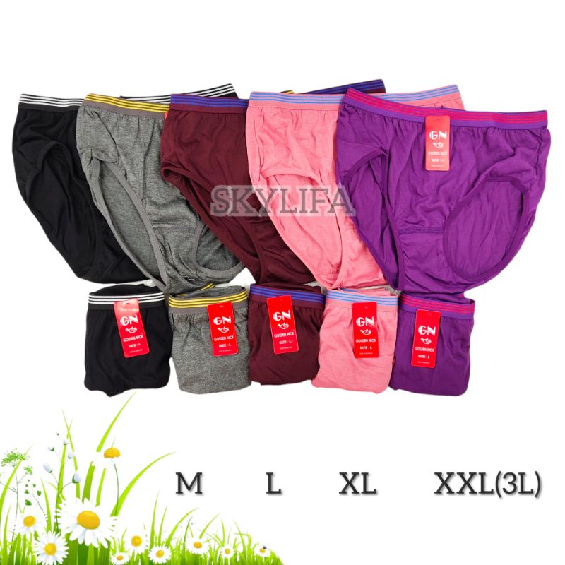 4 PCS Celana Dalam Wanita Perempuan Golden Nick 932 Dewasa Remaja Jumbo Size M L XL XXL Soft