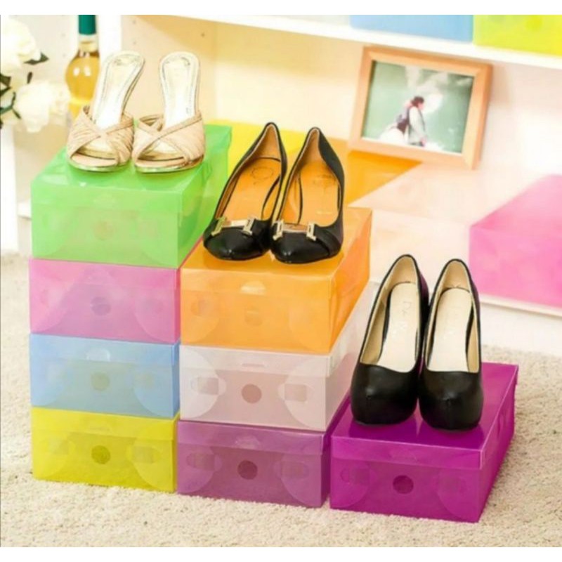 Kotak Sepatu storage box kotak penyimpanan sepatu warna warni