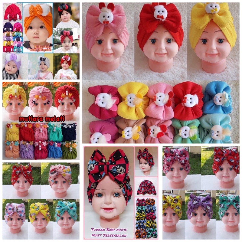 topi turban turban bayi  ciput bayi turban anak warna kombi