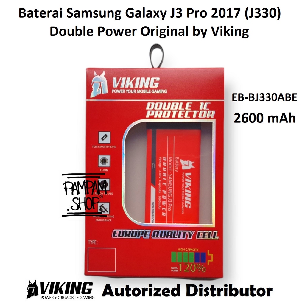 Baterai VIKING Double Power Original Samsung Galaxy J3 PRO 2017 J330 TANAM EB-BJ330ABE Batre Batrai Battery Ori HP Handphone