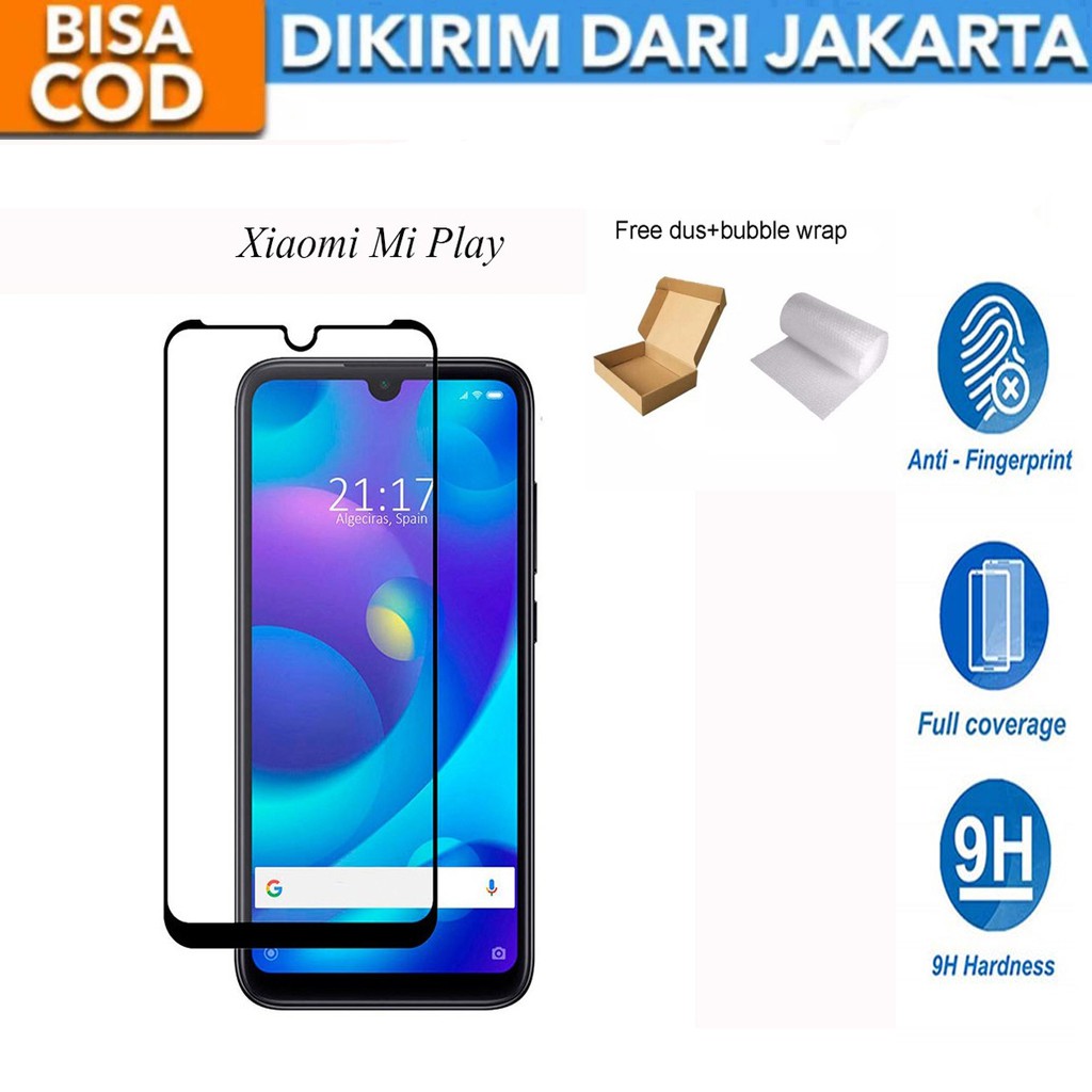 Xiaomi Mi Play Full Cover/Full Screen Tempered Glass Screen Protector Anti Gores
