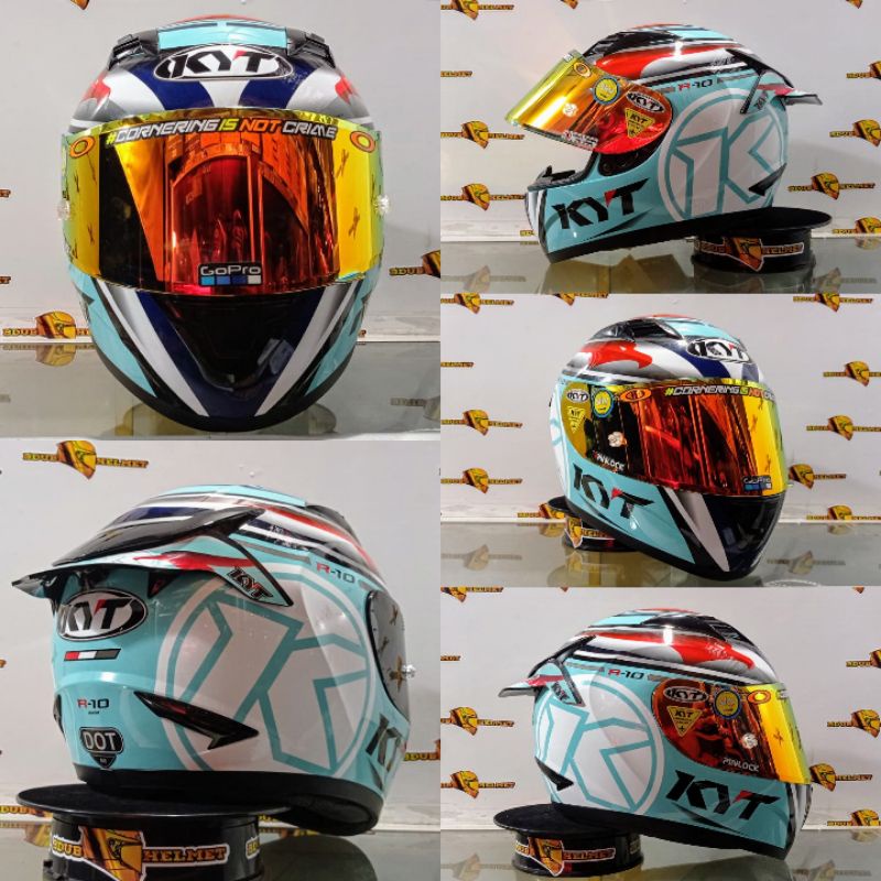 Helm KYT R10 AquaMarine /Aqua blue Paket Ganteng (Ongkir Termurah 2kg)-GANTENG AQUAMARIN-3