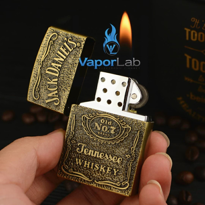 mancis korek api gas isi ulang model zippo logo JD unik murah keren - 9757- Gold