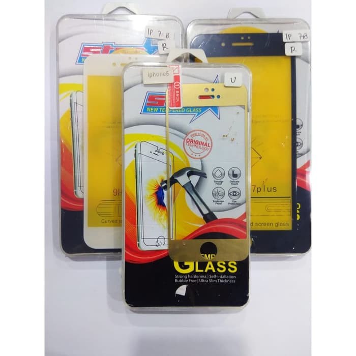 Tempered Glass 9H Full Cover For Iphone 5, 7, 7 Plus , 8 dan 8 Plus