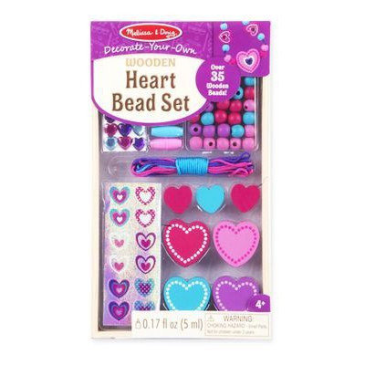 Melissa&amp;Doug Wooden Heart Bead Set 4+