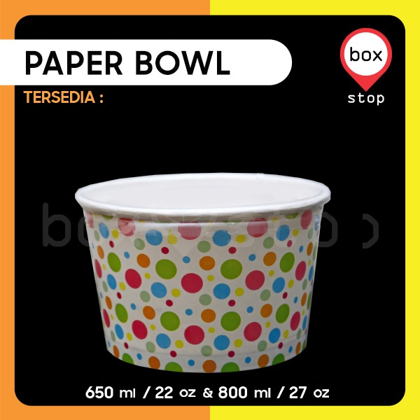Paper Bowl - Mangkok Kertas - POLKADOT - Tanpa Tutup  (50 pcs)