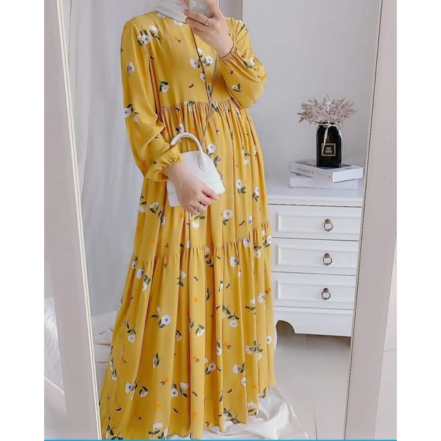 Zeiss Dress gamis wanita gamis rayon dress rayon dress kondangan gamis kuning dress kuning gamis dew