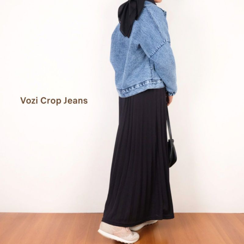Jaket jeans Wanita Vozi crop terbaru Jaket Jeans korean style Jaket Denim remaja 2021-2