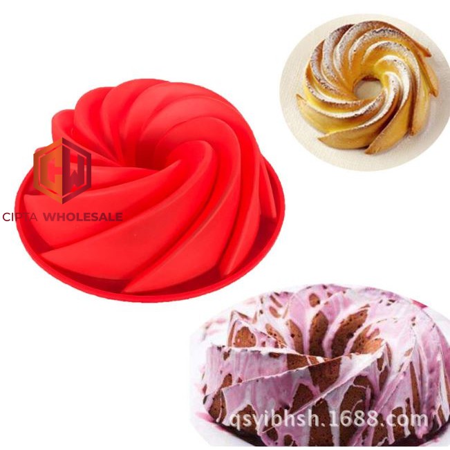 Loyang kue blade Kecil silicone small spiral chiffon cake mold 19 cm