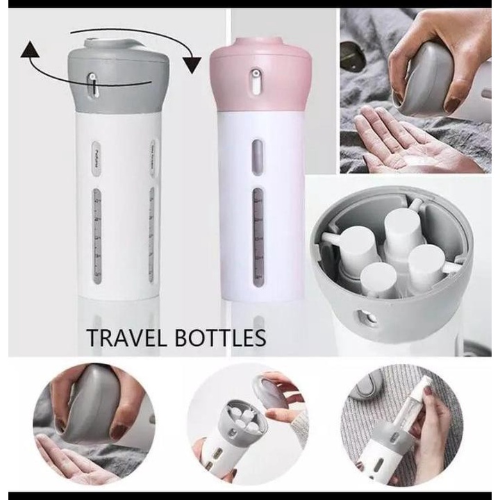 LT- [250GR] Travel Bottle Set 4 in 1 Toiletries Kit Botol Sabun Hand Sanitizer New / 4in1 DISPENSER SABUN / LOTION / SHAMPOO MULTIFUNGSI