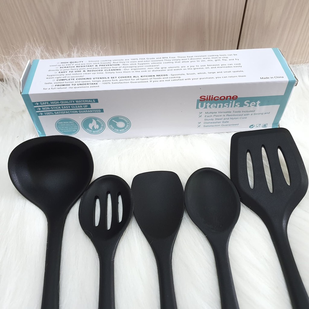 5pcs silicone utensil spatula set for cooking tanpa sambungan