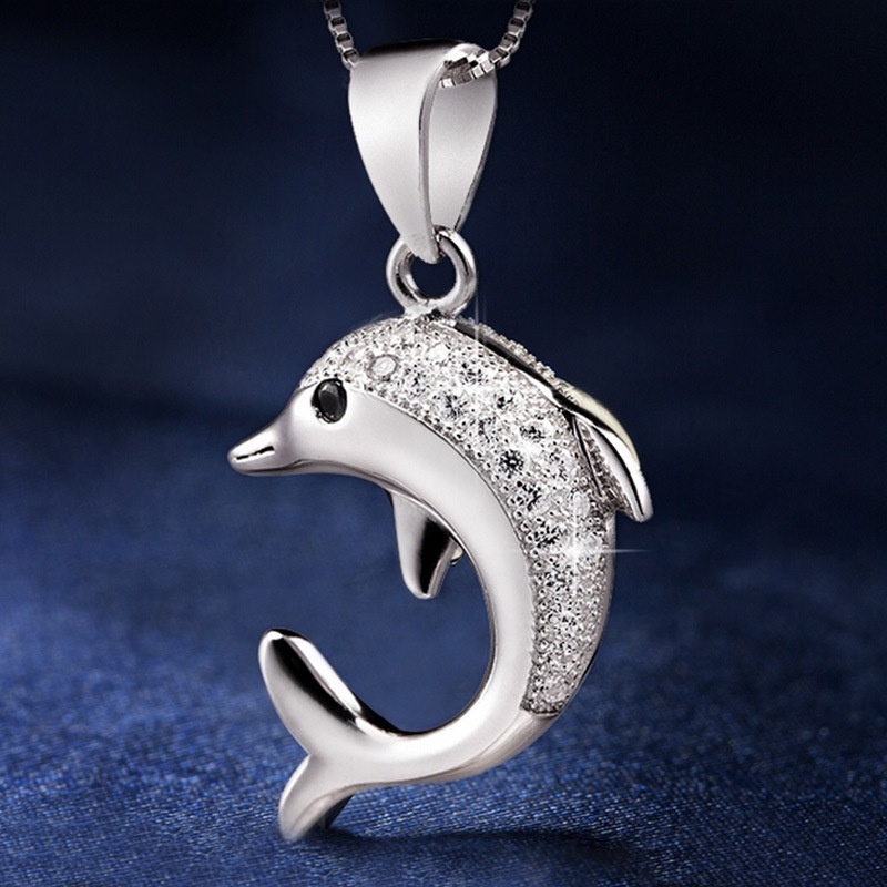 [Ready Stock]Fashion Personality Silver Plated Dolphin Necklace Pendant