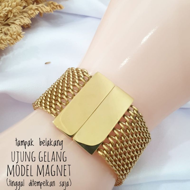 Gelang Titanium Rantai (Magnet) GOLD/SILVER G01080