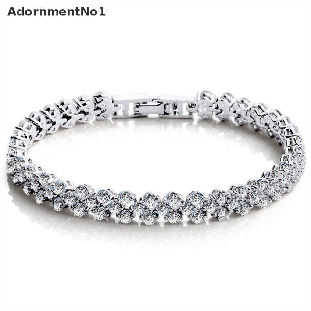 (AdornmentNo1) Gelang Tangan Fashion Aksen Zirconia Kubik 17cm Untuk Perhiasan Wanita / Pernikahan