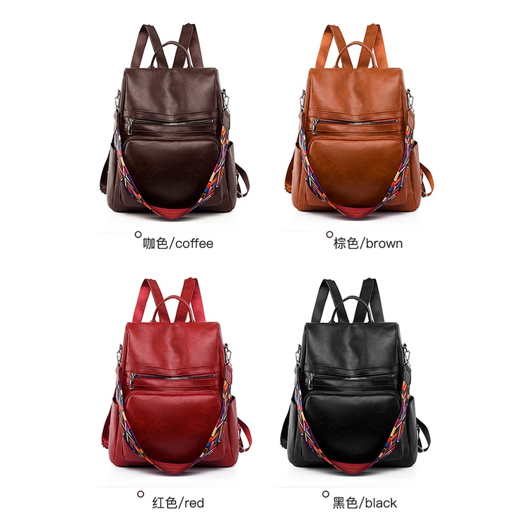 14 inch Laptop tas Besar bag Perempuan Waterproof leather Ransel Wanita tas backpack  Sling shoulder Multifunction  Tas Selempang  Bahu Wanitawomen Big bag Ransel good quality import 1312