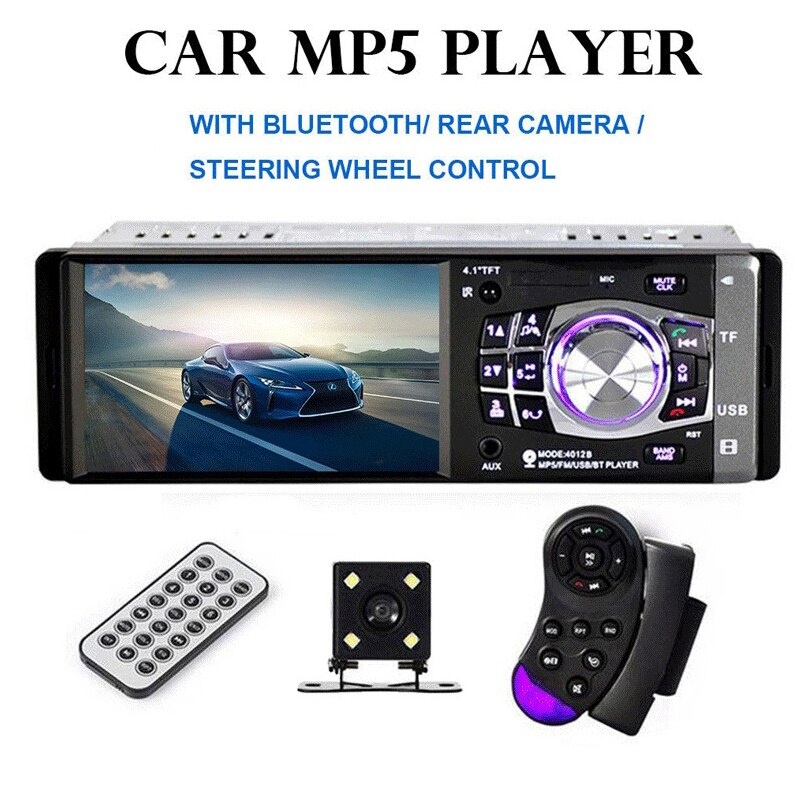 AMPrime Tape Audio Mobil Media Player LCD 4.1 Inch plus kamera parkir Rear Camera - 4012B MP3 MP4 MP5 Player tape mobil audio video music payer video player Bluetooth Autoradio Auto Audio Stereo MP5 player 4.1 Inch Car Radio FM 1 Din radio cassette player