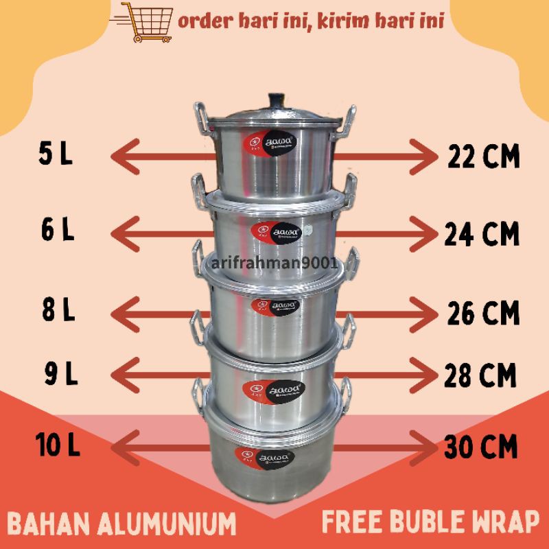 FREE BUBBLE PANCI MASAK AIR TL JAWA UKURAN 16-18-20-22-24-26-28-30 CM PANCI REBUS MASPION